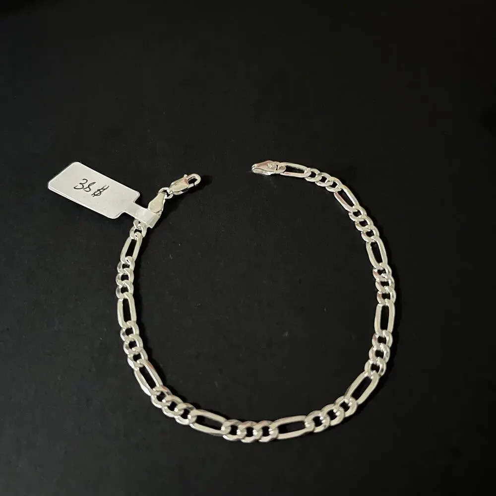Esclava De Plata 925 Con Tejido Figaro,925 Silver Bracelet 8 Inch